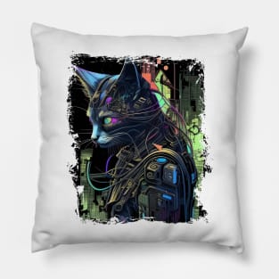 Cyberpunk Cat Thou Shalt Not try Me Pillow