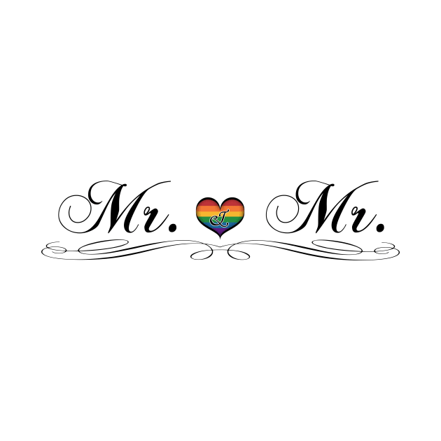Mr. and Mr. Gay Pride Typography with Rainbow Heart by LiveLoudGraphics