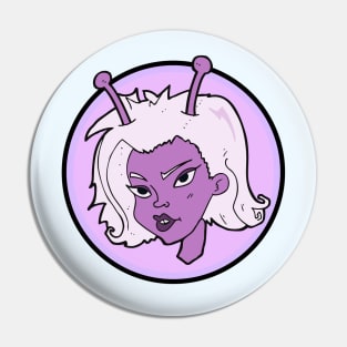 Pink Alien Babe | UFO Retro Pinup Design Pin