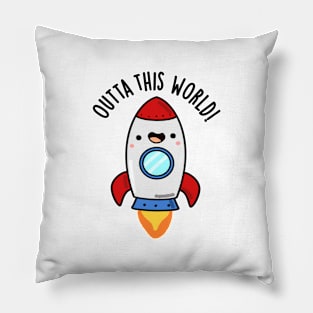 Outta This World Cute Rocket Pun Pillow