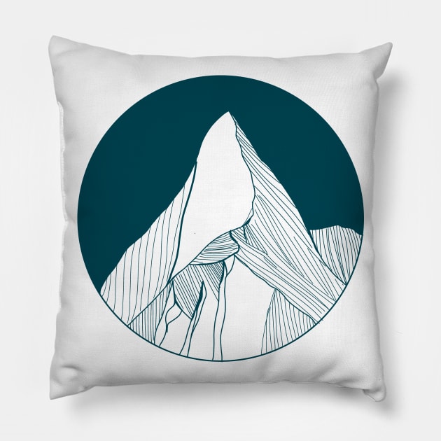 mountain line art Pillow by viovi