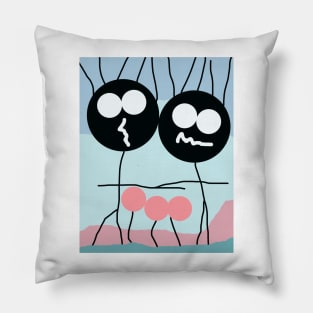 Kids and Funny Faces Stick Figure Pillow