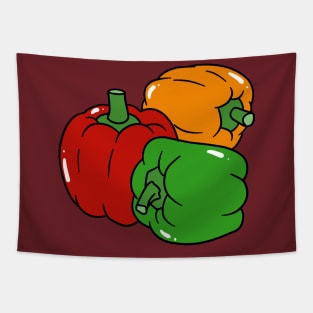 Red Green and Orange Bell Peppers Tapestry