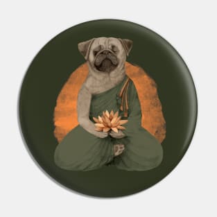 meditating pug with lotus flower 1 Pin