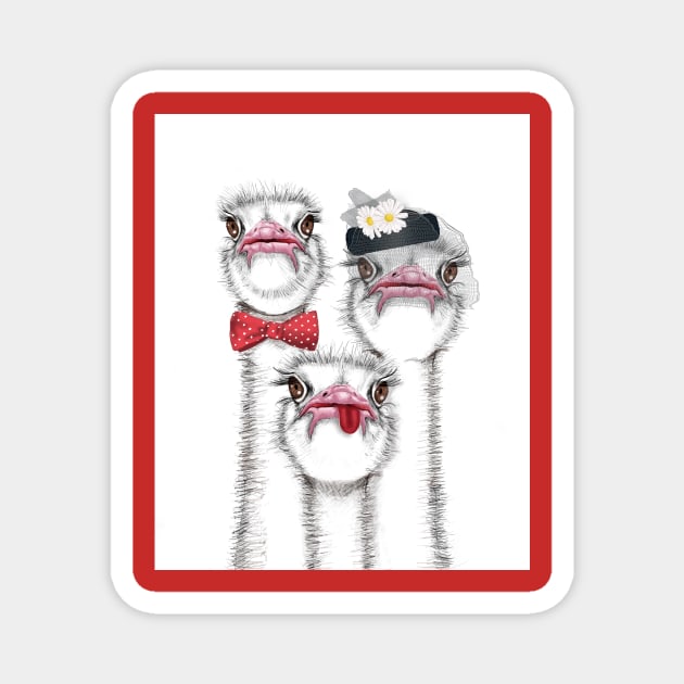 Ostrich Family Magnet by RebecaZum