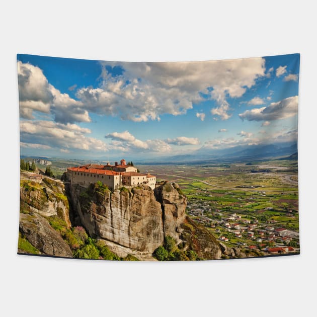 Agios Stephanos Monastery in the Meteora Monastery complex in Greece Tapestry by Constantinos Iliopoulos Photography