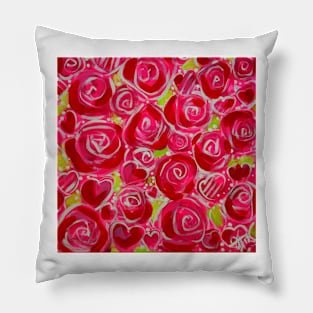 Red Roses Pink Rose Hearts Heart Jackie Carpenter Art Gift Idea's Mother's Day Valentine's Christmas Birthday Her Love Mom Wife Girlfriend Best Seller Pillow