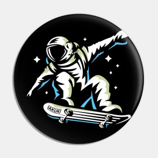 Astronaut Rides on Skateboard Pin