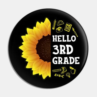 Hello Third Grade Shirt 3rd Grade Back To School Sunflower Gift Pin