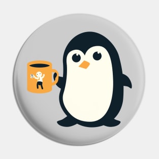 Penguin Coffee Business Man Pin