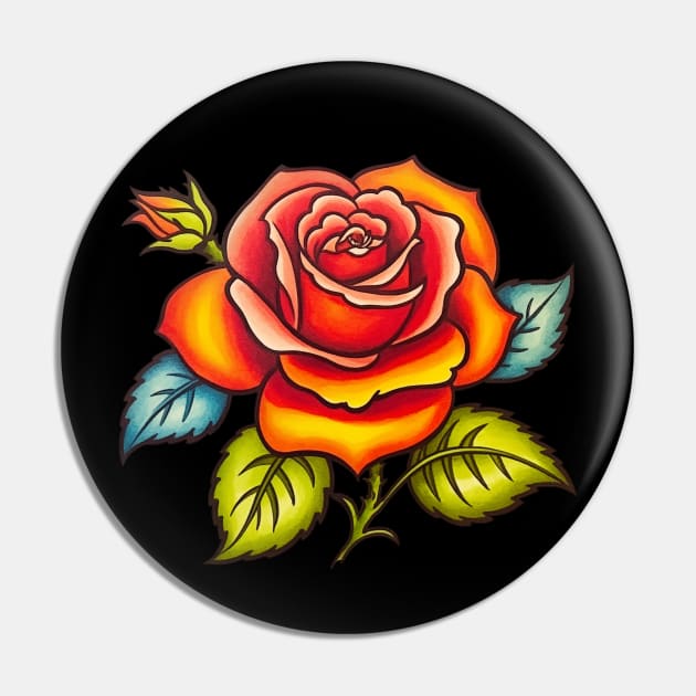 Rose Flash Tattoo Pin by AI Art Originals