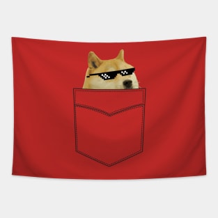 Pocket Doge with Sunglasses Tapestry