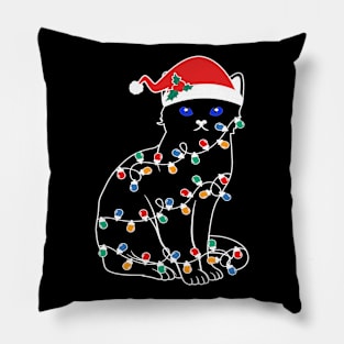 Black Cat Christmas Light Pillow