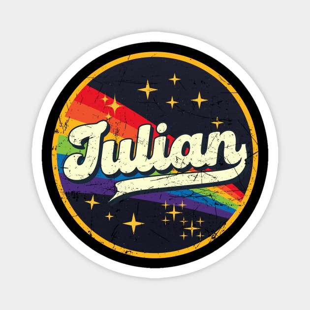 Julian // Rainbow In Space Vintage Grunge-Style Magnet by LMW Art