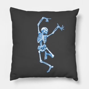 Dancing Skeleton (Blue) Pillow