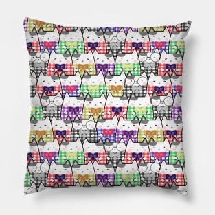 Seamless Pattern Cute Kawaii Cats Pillow