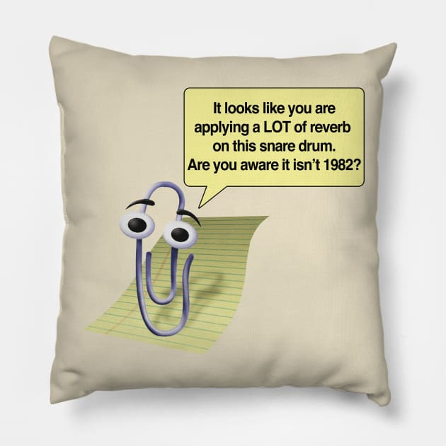 Funny Clippy Microsoft Word Retro Snare Drum Quote Pillow by DankFutura