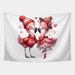 Valentine Love Flamingos Tapestry