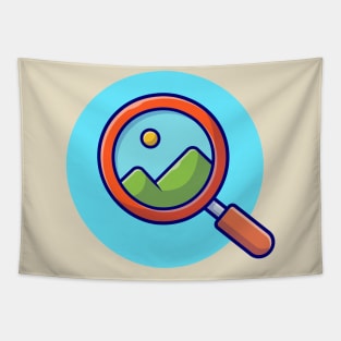 Magnifying Glass Looking For View Cartoon Vector Icon Illustration Tapestry