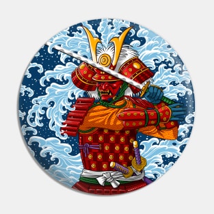 Samurai battling the wave Pin