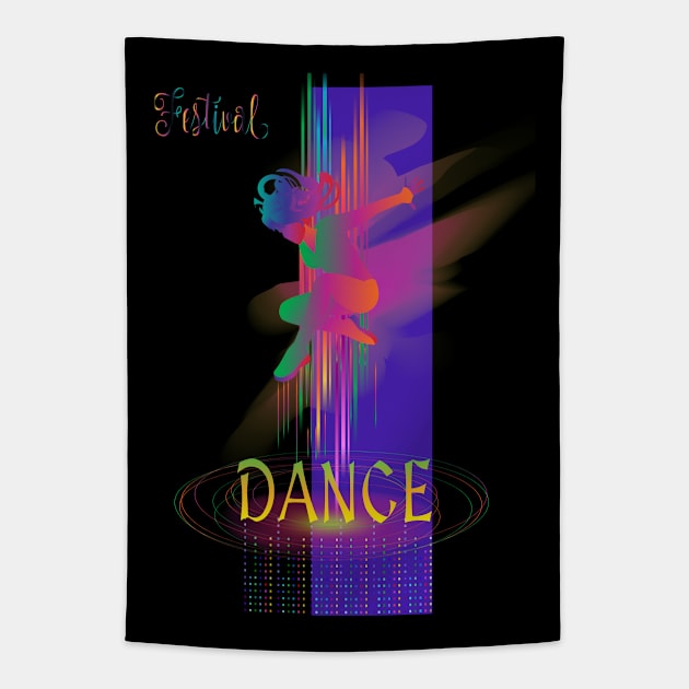 Modern Dance and JAZZ MUSIC Festival Hip Hop, POP Music Lover, Woman Dancer t-shirt futuristic design Abstract Art Tapestry by sofiartmedia