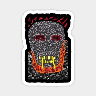 Vampire Skull Aflame Magnet