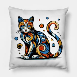 Pop art cat illustration. cubism cat illustration Pillow