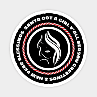 Santa Girl Christmas Peppermint Magnet