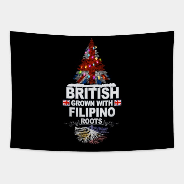 British Grown With Filipino Roots - Gift for Filipino With Roots From Philippines Tapestry by Country Flags