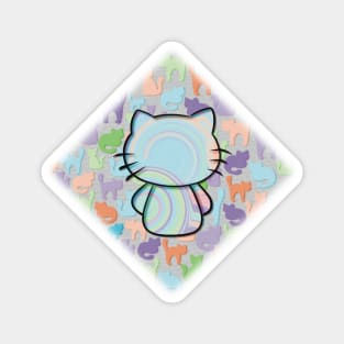 Rainbows & Cats - Fun Cat Silhouette Magnet