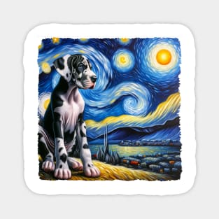 Starry Great Dane Portrait - Dog Portrait Magnet