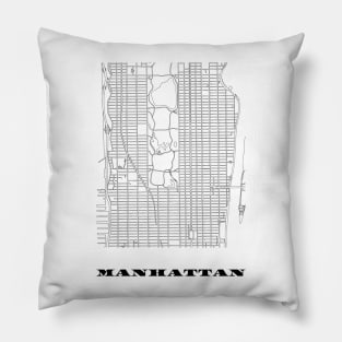 Map of Manhattan, NYC Minimalist Line Drawing Pillow