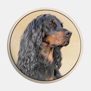 Gordon Setter Painting - Cute Original Dog Art Pin