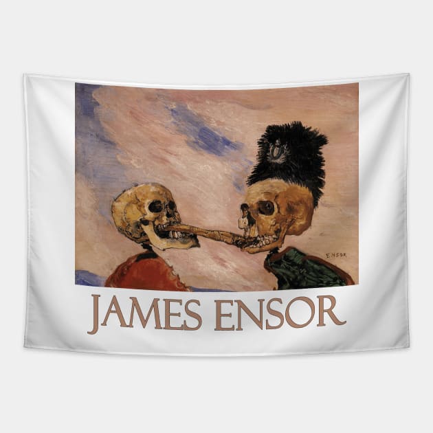 Skeletons Fighting Over a Pickled Herring (1891) by James Ensor Tapestry by Naves