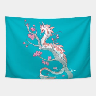 Koi Dragon Serene Sakura Tapestry