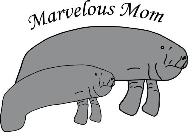 Marvelous Mom Manatee Kids T-Shirt by Anke Wonder 