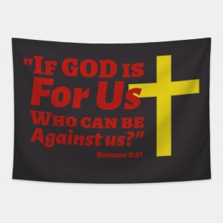 If God is For Us Romans 8:31 Red Lettering Tapestry