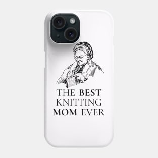 THE BEST KNITTING CRAFTS MOM LINE ART SIMPLE VECTOR STYLE, MOTHER OLD TIMES Phone Case