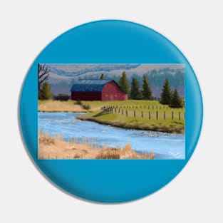 Barn Landscape Painting Pin