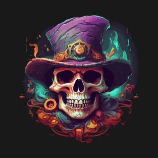 Spooky Joker Skull Wearing A Top Hat T-Shirt