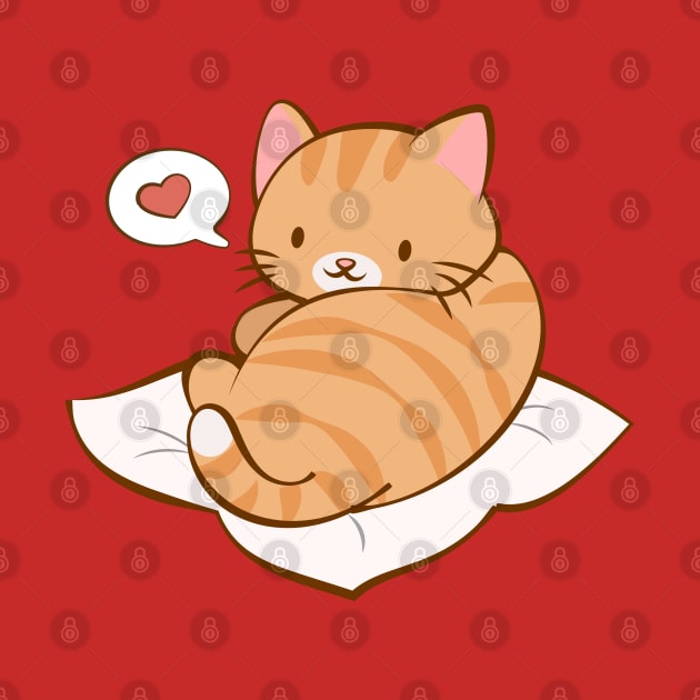 Kawaii Orange Tabby Kitty Cat Love by Irene Koh Studio