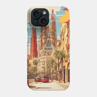 Cathedral of the Holy Cross and Saint Eulalia Barcelona Spain Travel Tourism Retro Vintage Phone Case