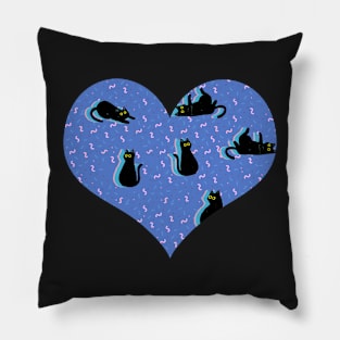 happy cats black Pillow