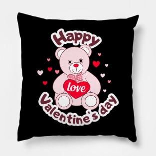 Happy valentines day cute Teddy Bear Lover Pillow