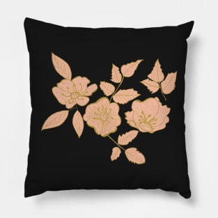 California Wild Rose Mustard and Pink Design Pillow