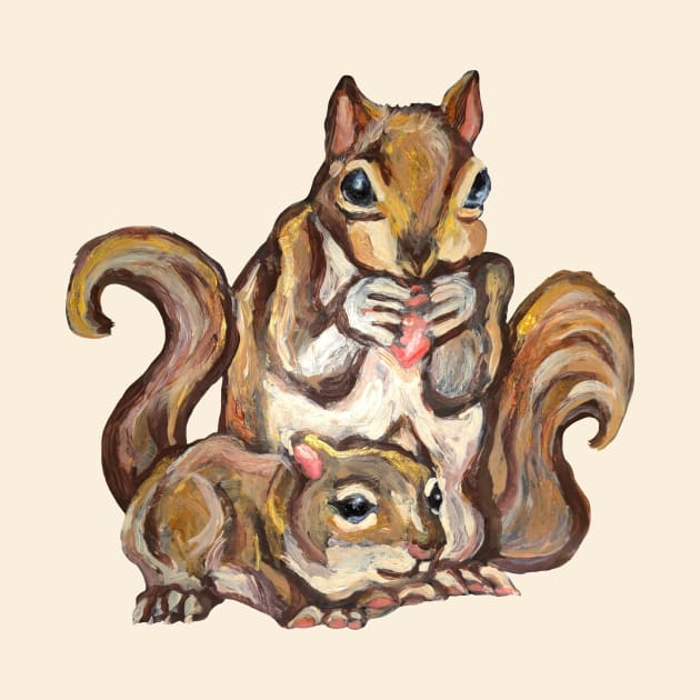 Squirrel Mom and Baby by Art by Deborah Camp