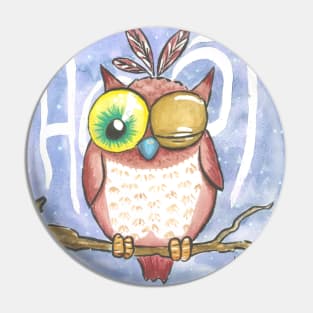 Hoot Cartoon Owl Pin