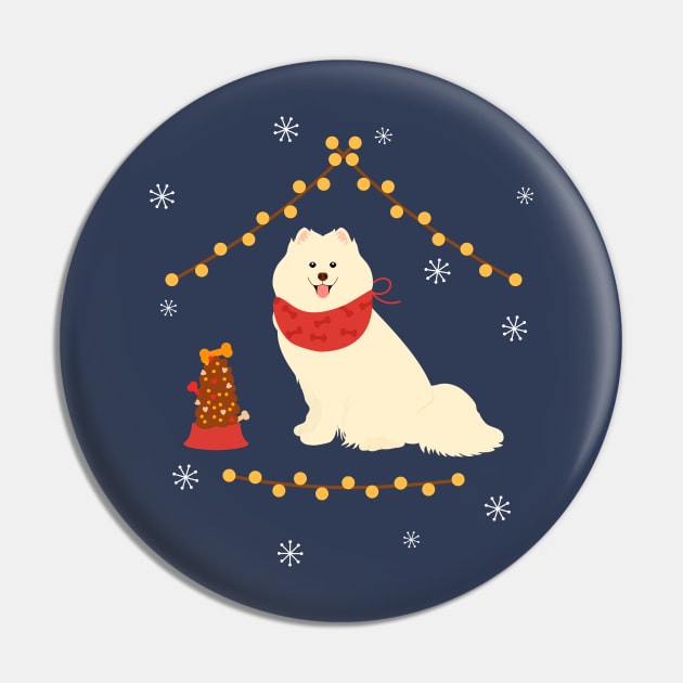 Thanksgiving Samoyed dog Pin by LulululuPainting