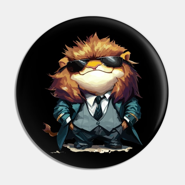 Kawaii gangster lion Pin by TomFrontierArt