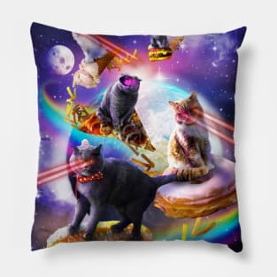 Galaxy Laser Space Cat On Burger Pizza Donut Ice Cream Pillow